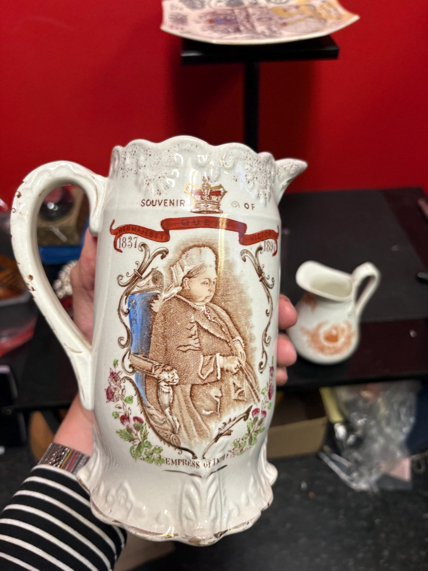 Beautiful lot of early antique Queen Victoria memorabilia  all slightly damaged  wonderful decoration and great value - wow - all inc