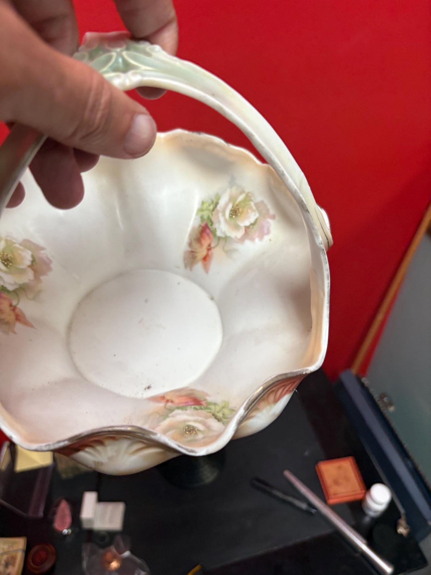 Beautiful antique RS Prussia  9 inch high porcelain bowl in mint condition -  great value - B