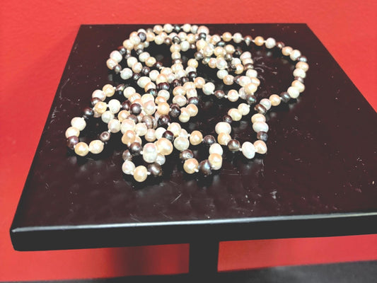 Lovely 66 inch multi coloured pearl necklace  multi strand -B-