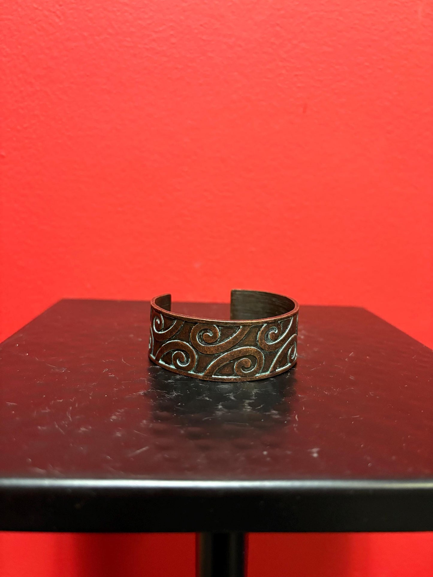 Beautiful antique copper 2.5  half inch wide bracelet with cool oxidization character  great gift