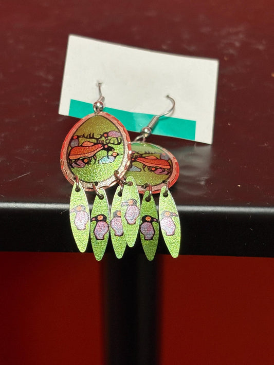 Beautiful 2 inch indigenous first nations Norval Morrisseau inspired earrings  perfect for a gift or to wear