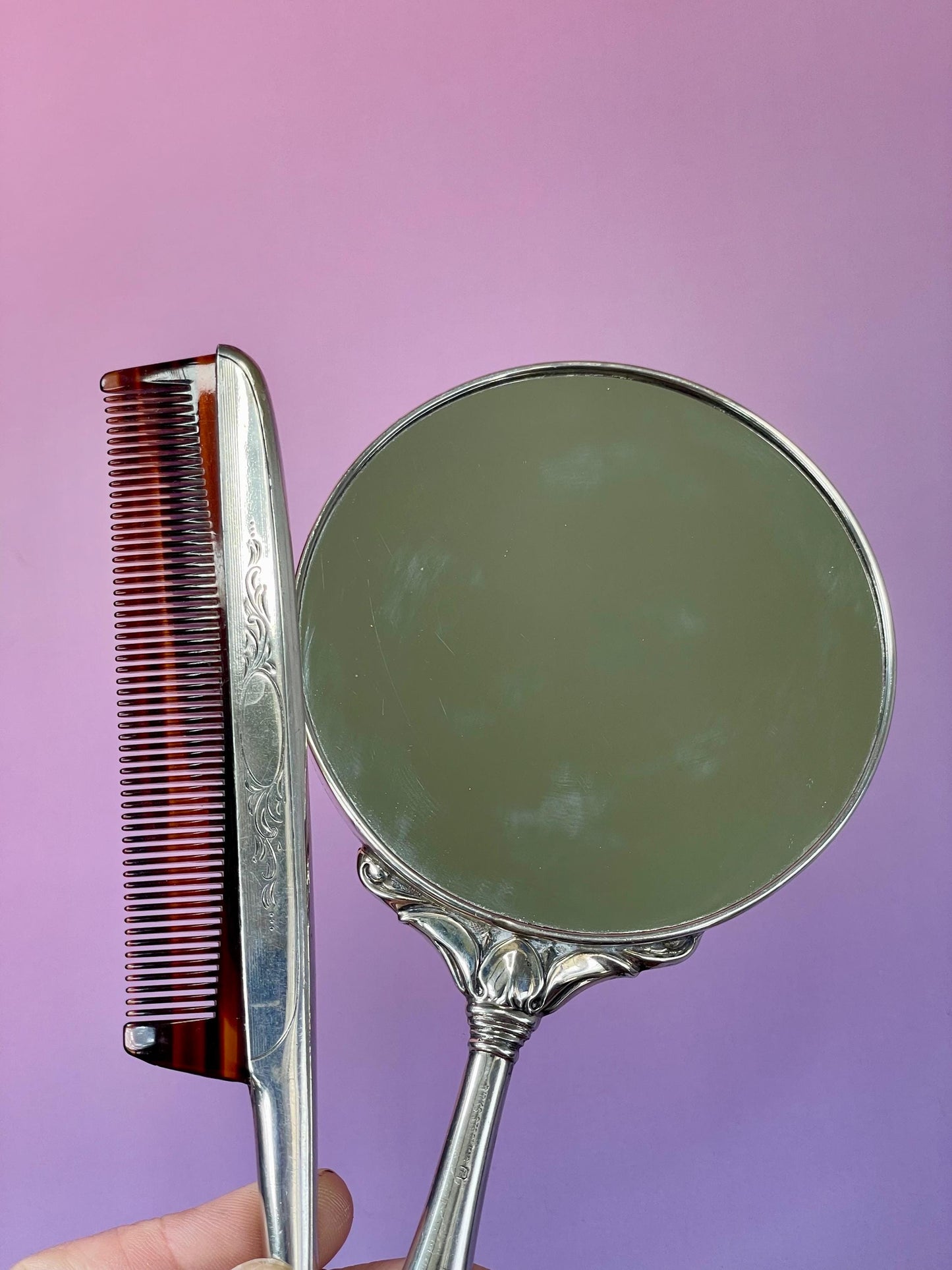 Birks Sterling Silver Mirror and Comb Set - B
