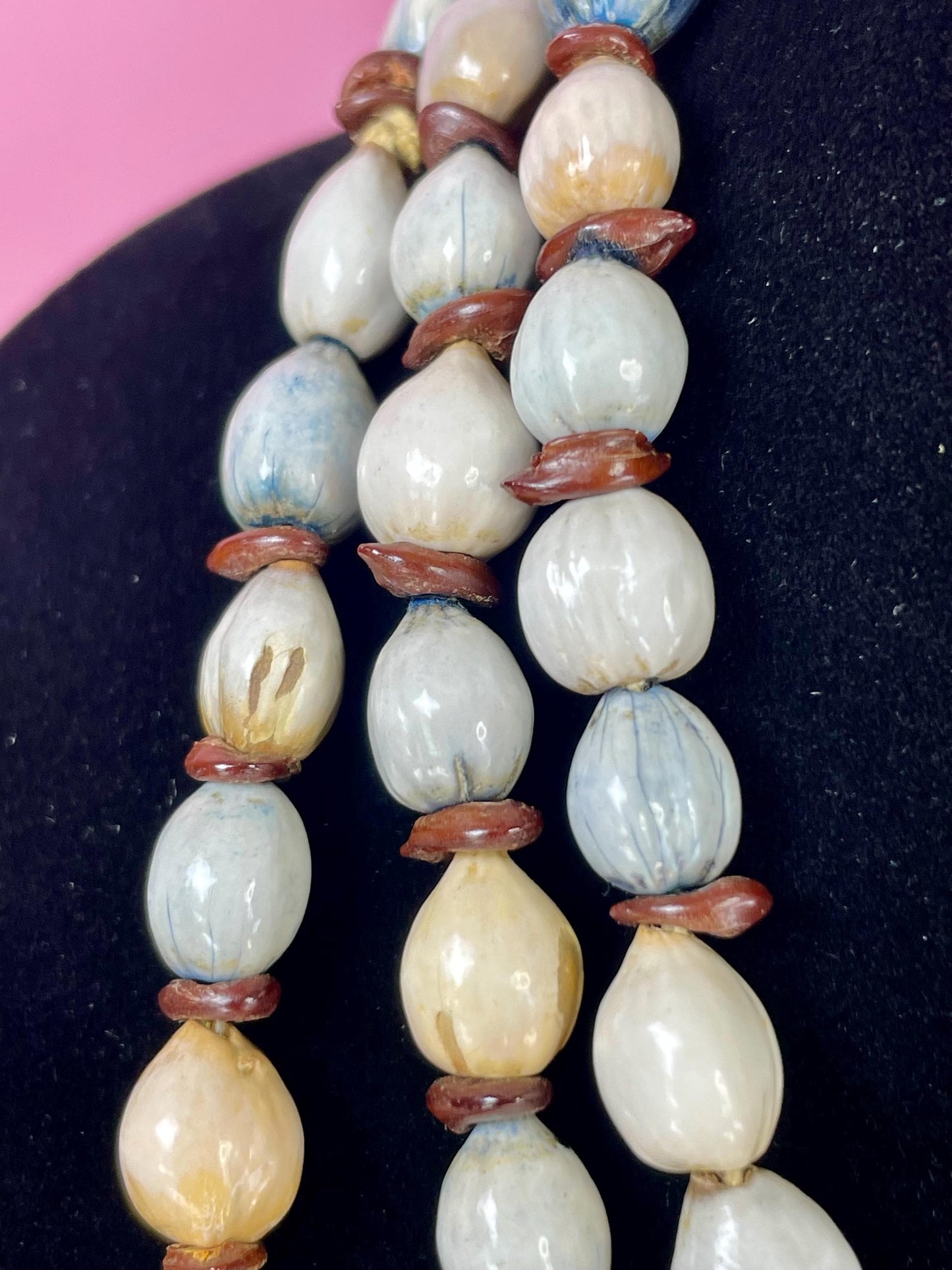 41 inch long Shell and Seed Necklace