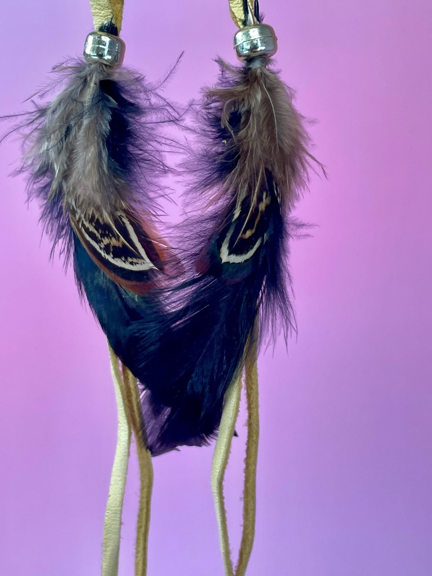 Leather, Sinew and Feather Dreamcatcher Necklace