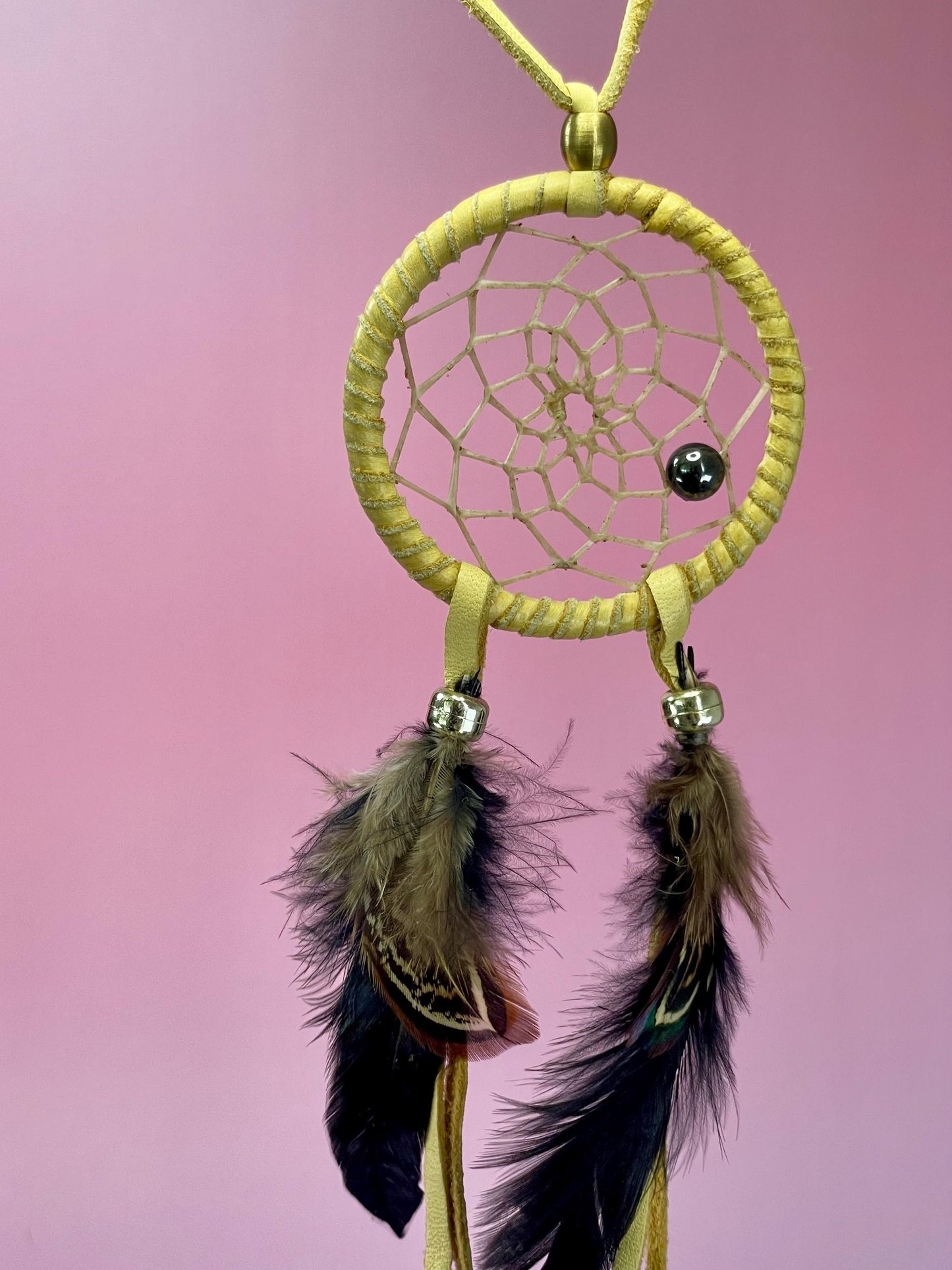 Leather, Sinew and Feather Dreamcatcher Necklace
