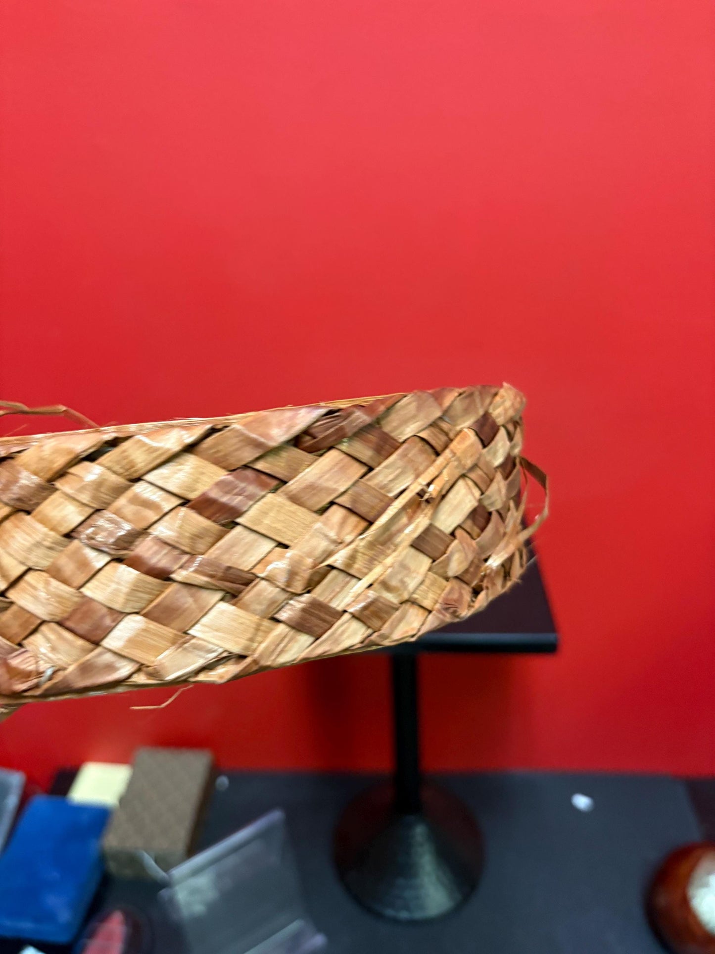 Beautiful antique indigenous Canadian First Nations 7 1/2 x 2 high cedar bark head dress  nice condition  famous artist Tony Hunt - wow