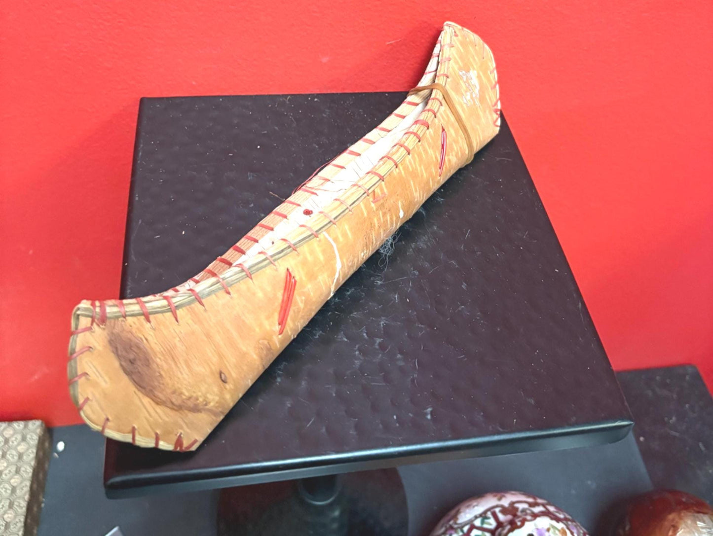 Indigenous first Nations 9 inch cedar bark canoe