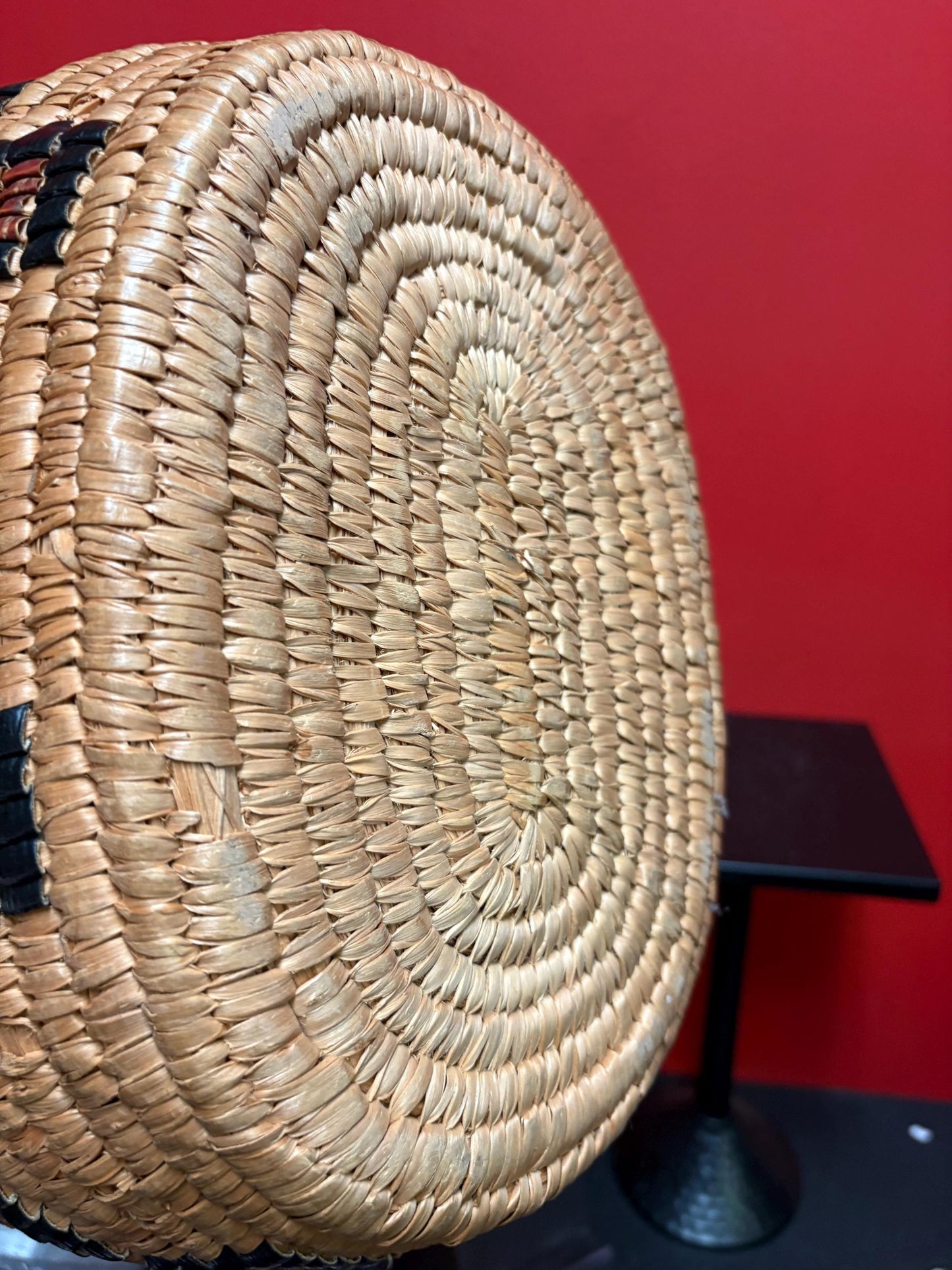 Big Canadian indigenous first nations Thompson River woven antique basket 12 x 7 high  wow  great value