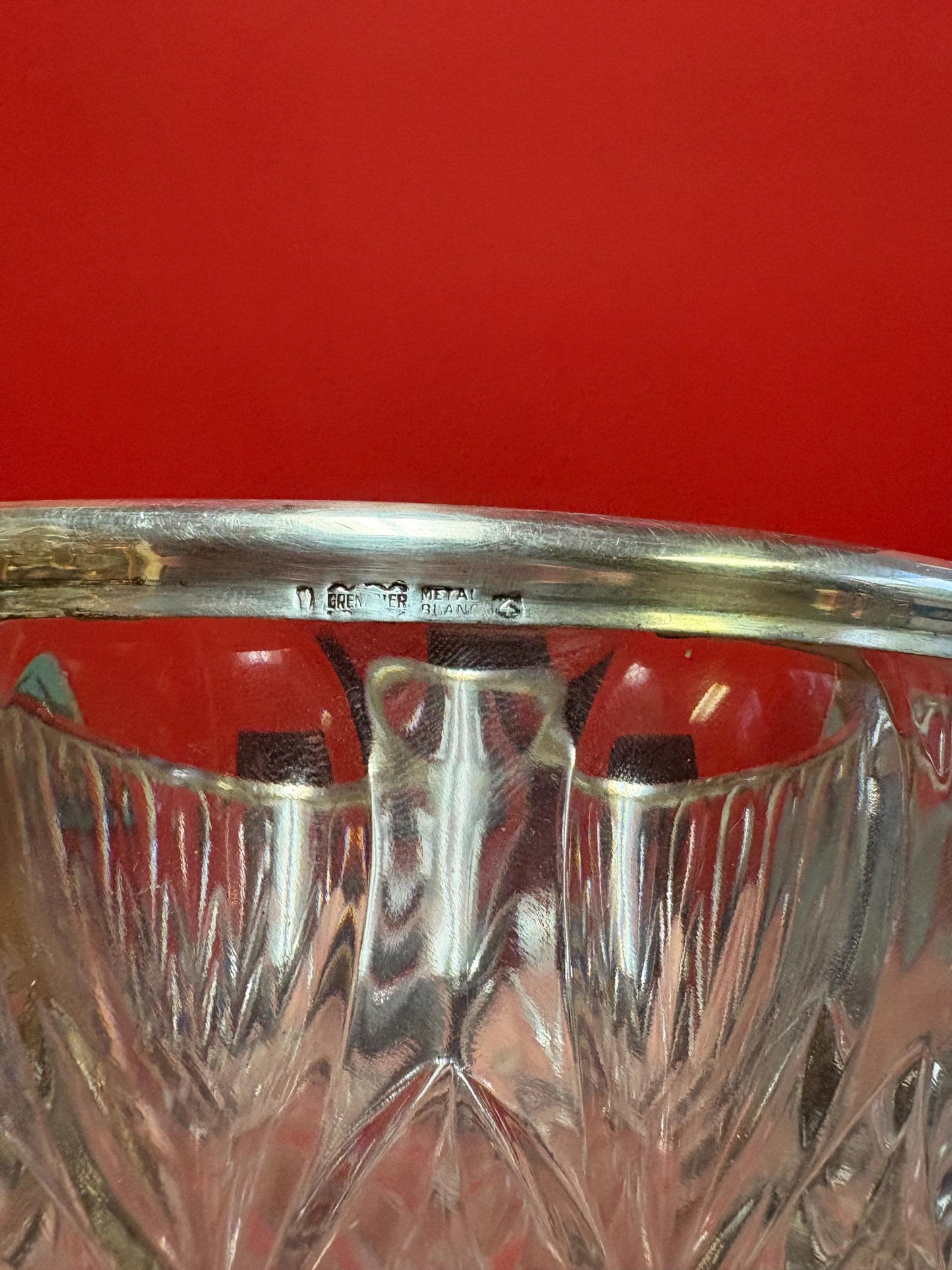 Beautiful European silver rimmed crystal bowl wonderful gift  great condition great value  8 1/2 x 3 high