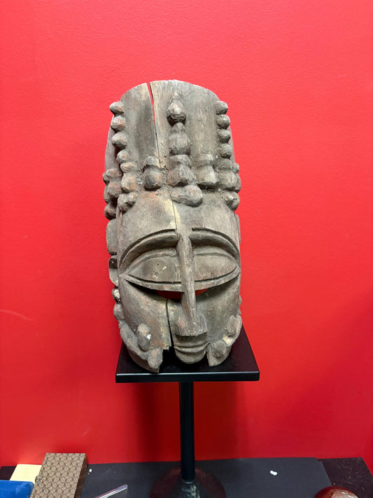 Early antique African mask  some damage and 13 inches long  seems ceremonial and very cool