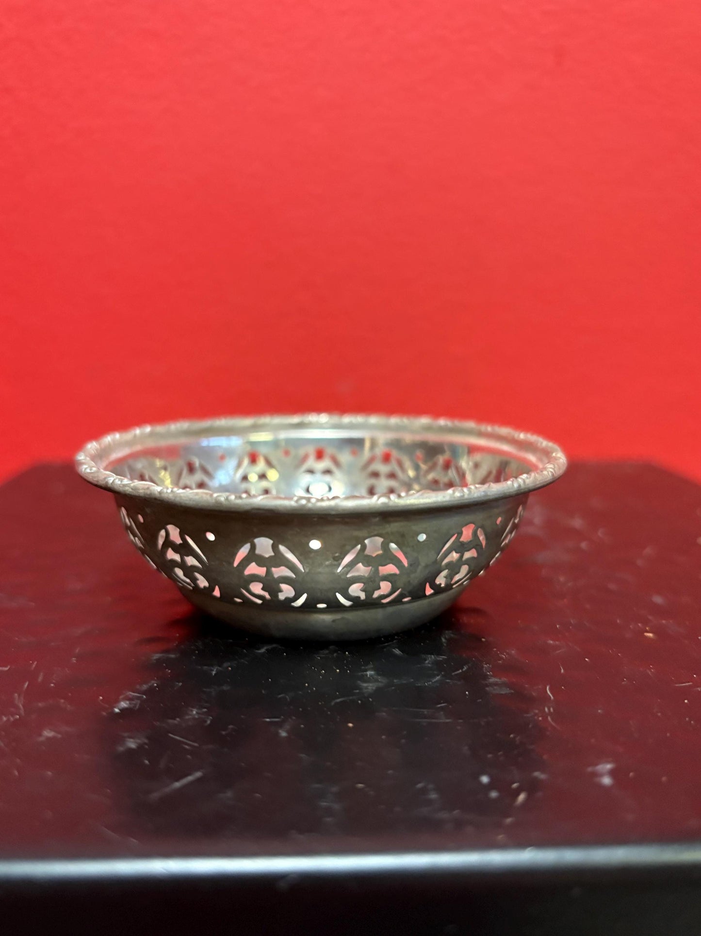 Pretty little English 3 inch antique hallmarked sterling silver dish  great condition and value