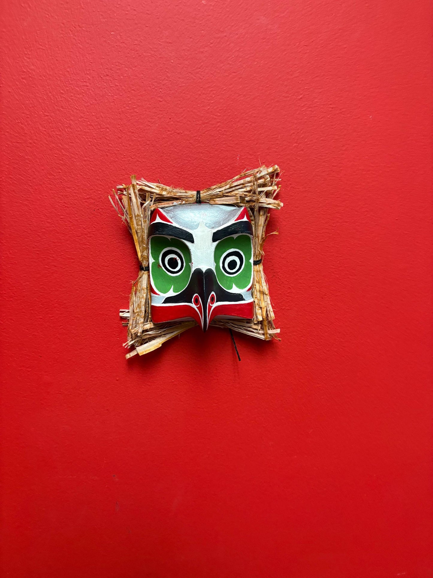 Beautiful indigenous first nation West Coast Brian SCOW alert Bay painted OWL mask - 6 inches  see photos  good value