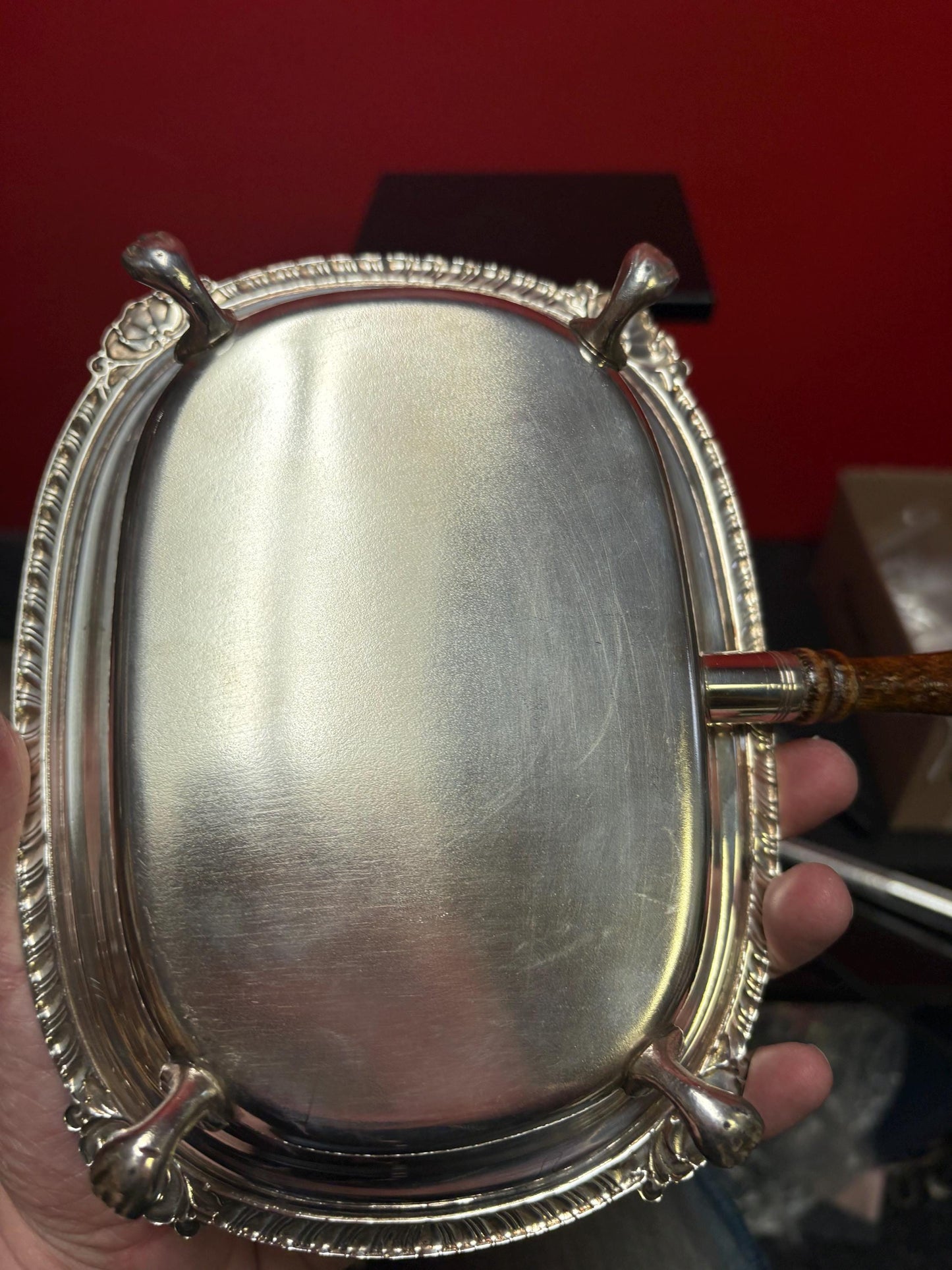 Beautiful silver plated antique 10 x 8 x 2 high silent Butler or crumb scoop