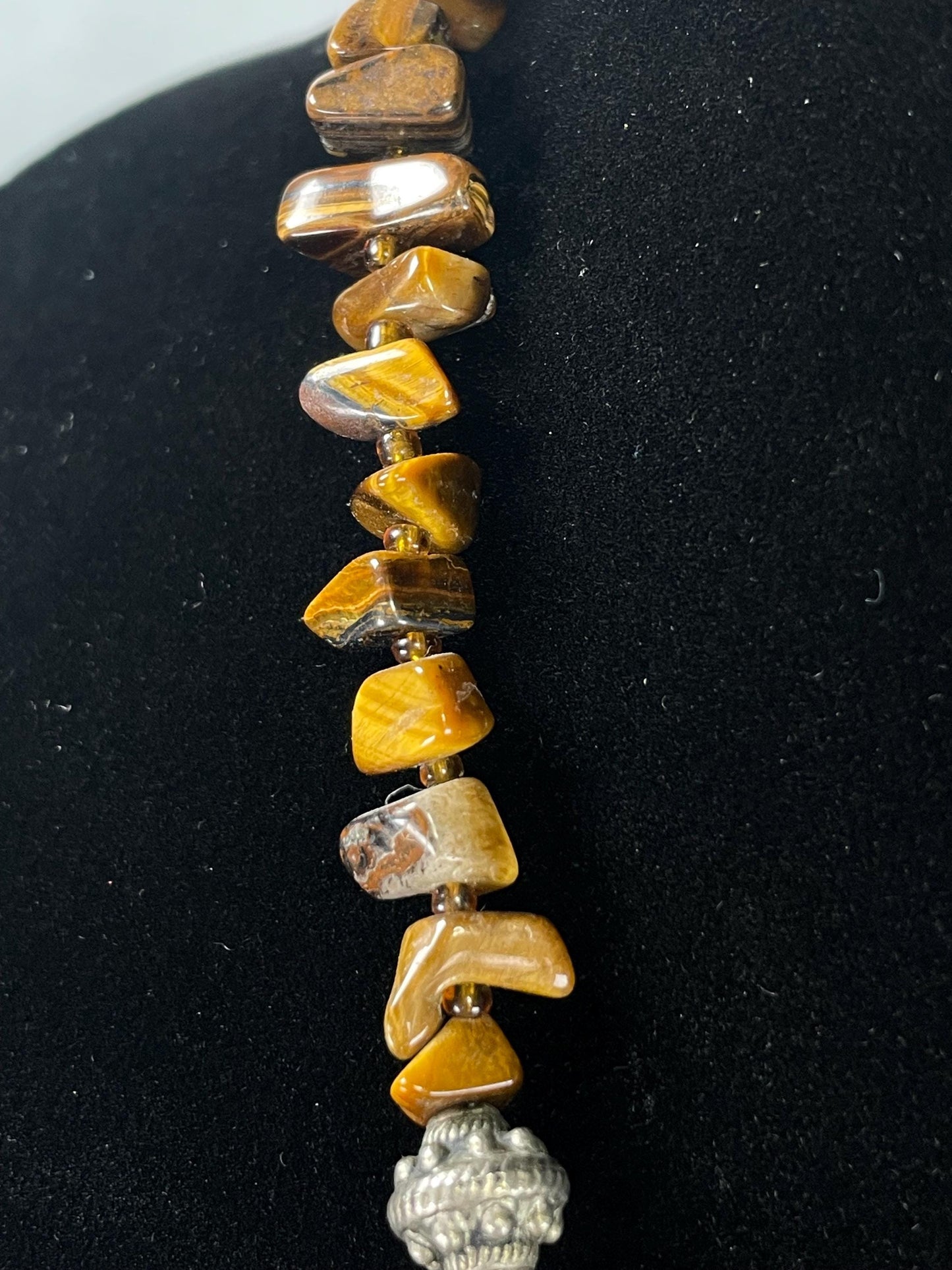 Amazing Tigers Eye Beaded Necklace and Large Pendant