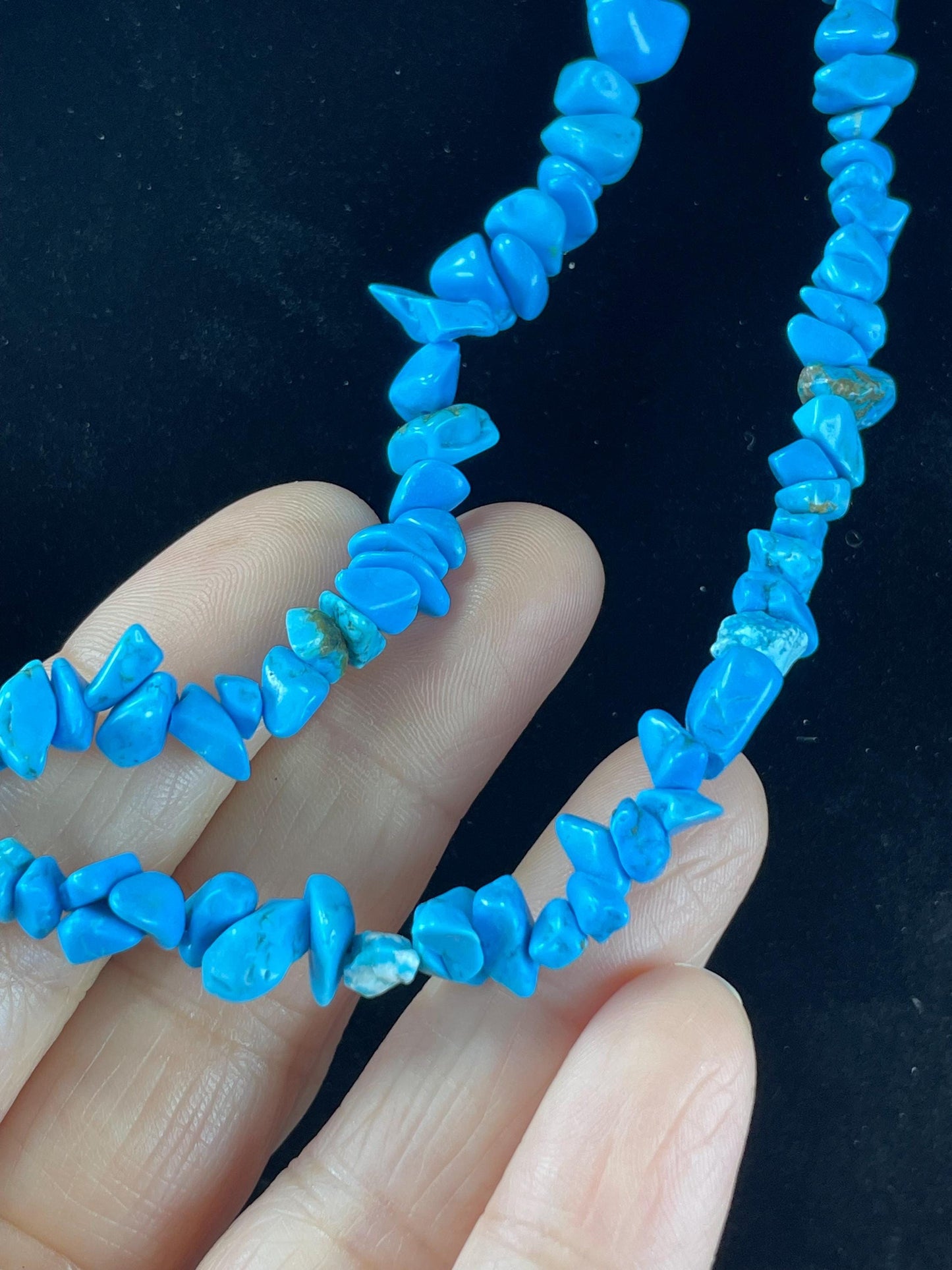 Long Necklace Strand of Turquoise Beads  No Clasp