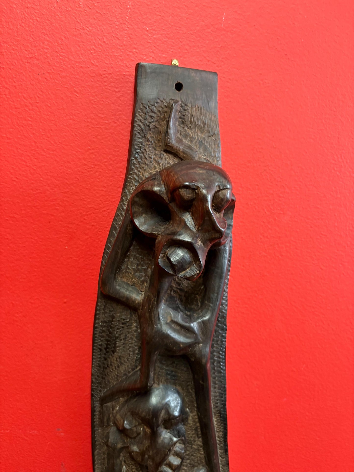 Stunning Antique SHETANI 17 x 5 plaque  wonderful imagery and carving rare piece  wow