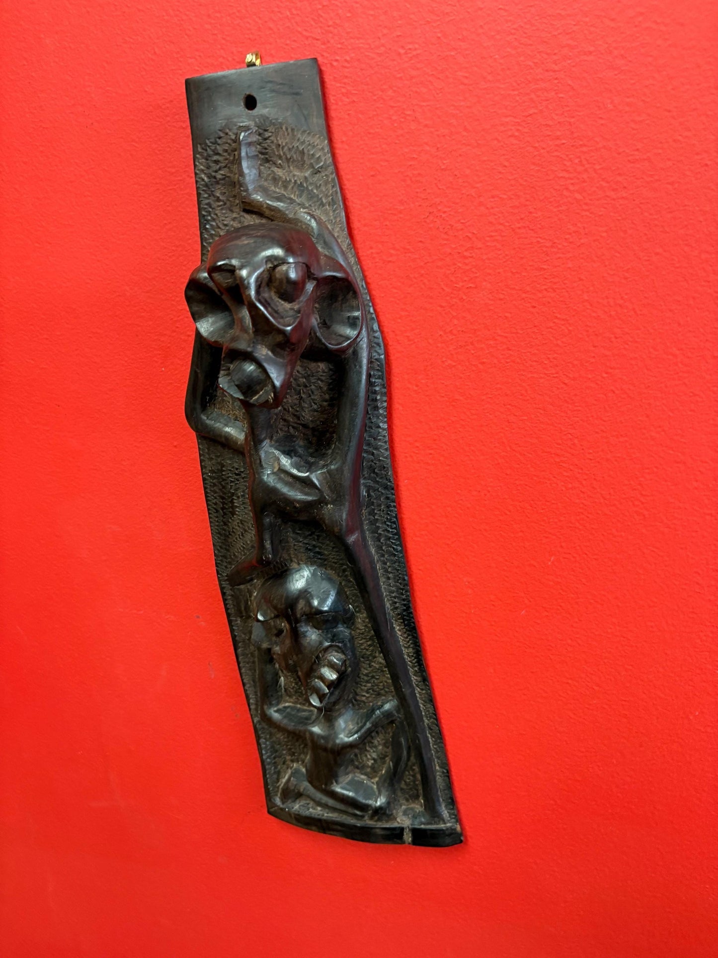 Stunning Antique SHETANI 17 x 5 plaque  wonderful imagery and carving rare piece  wow