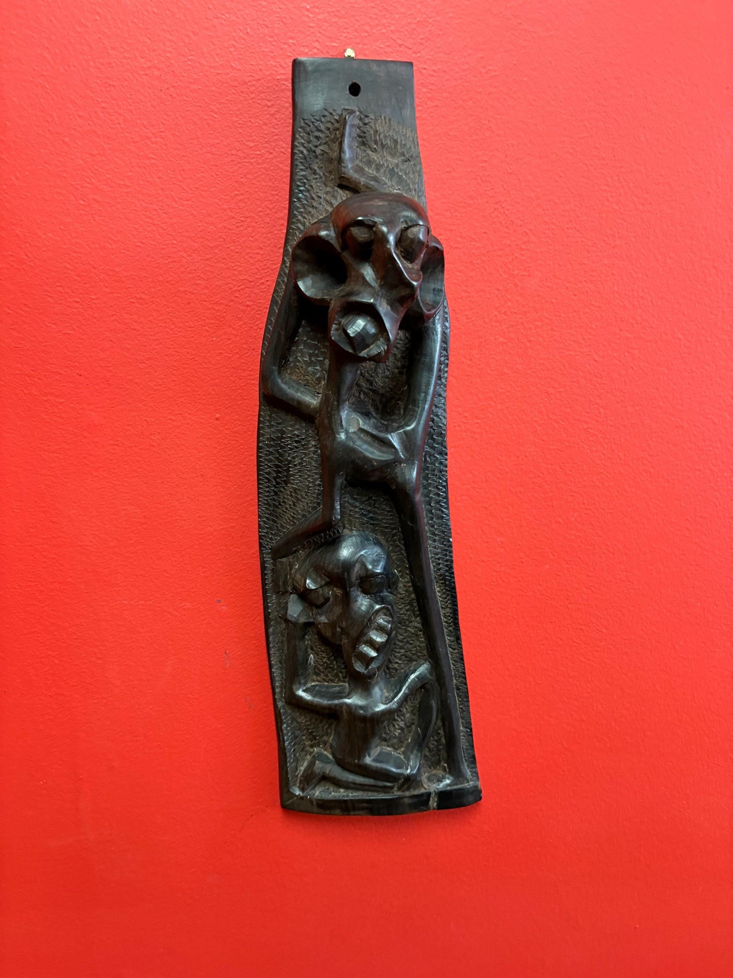 Stunning Antique SHETANI 17 x 5 plaque  wonderful imagery and carving rare piece  wow