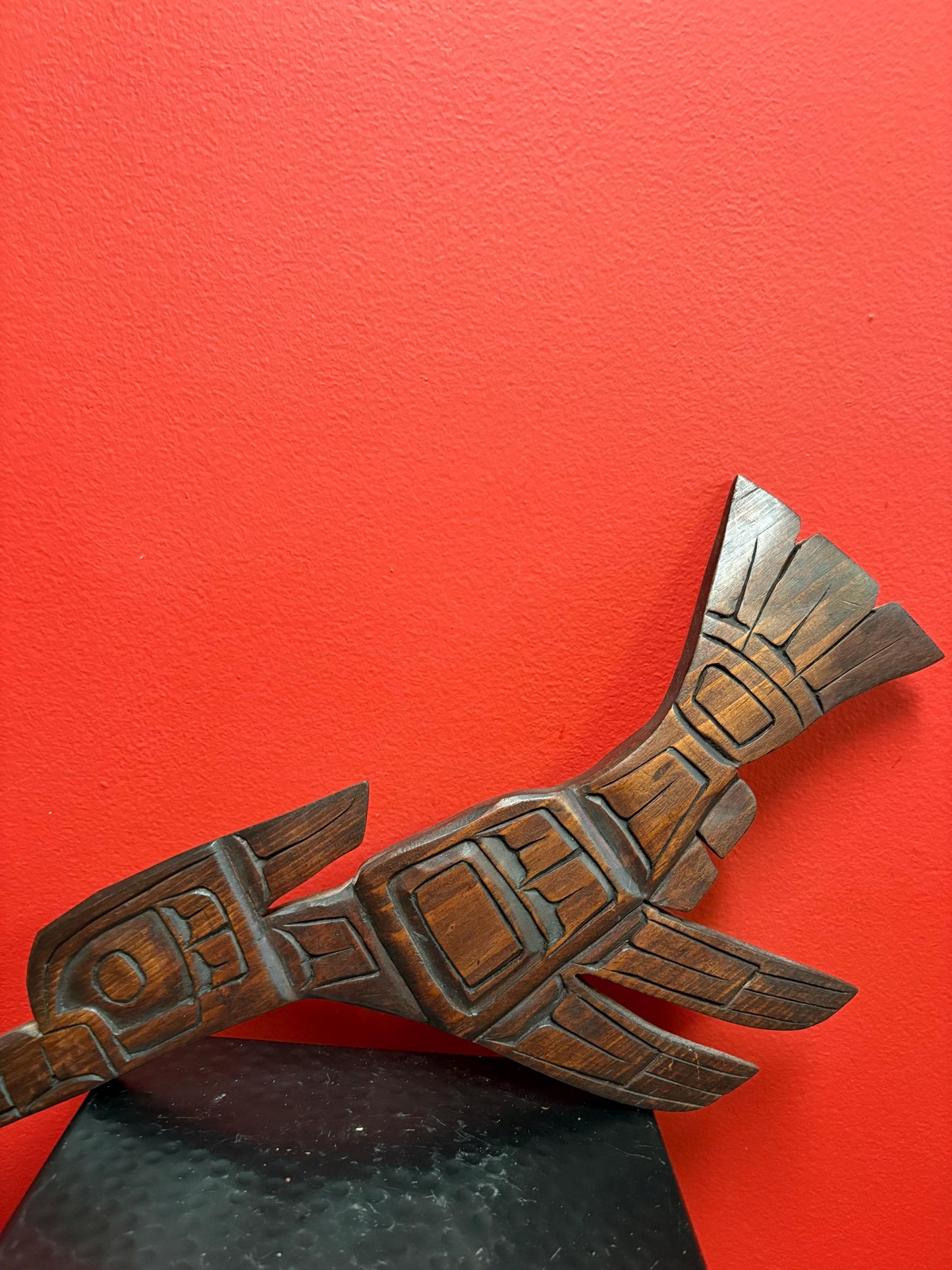 Beautiful 17 x 8 high indigenous first nations pacific Northwest coast hummingbird plaque by G Mountain  - needs hanger - great detail