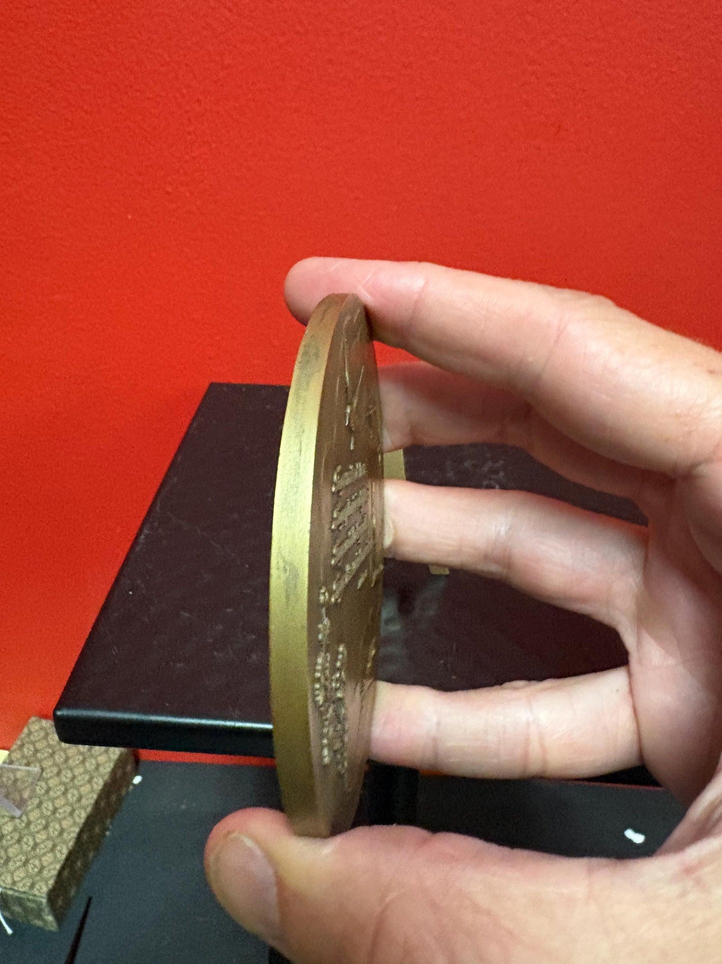 Stunning French bronze plaque on stand   great and 4 inches tall