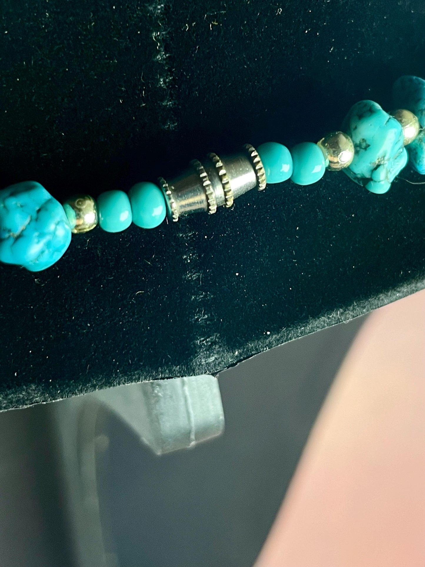 Approx 18 inch Turquoise And Silver bead Necklace