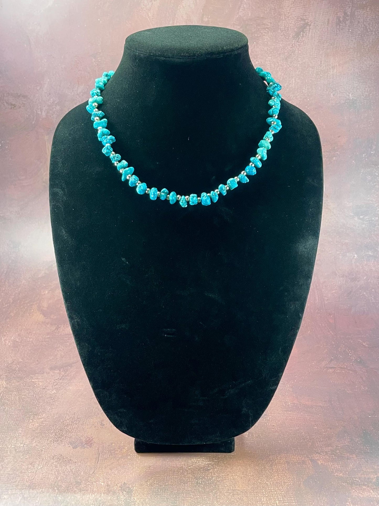 Approx 18 inch Turquoise And Silver bead Necklace