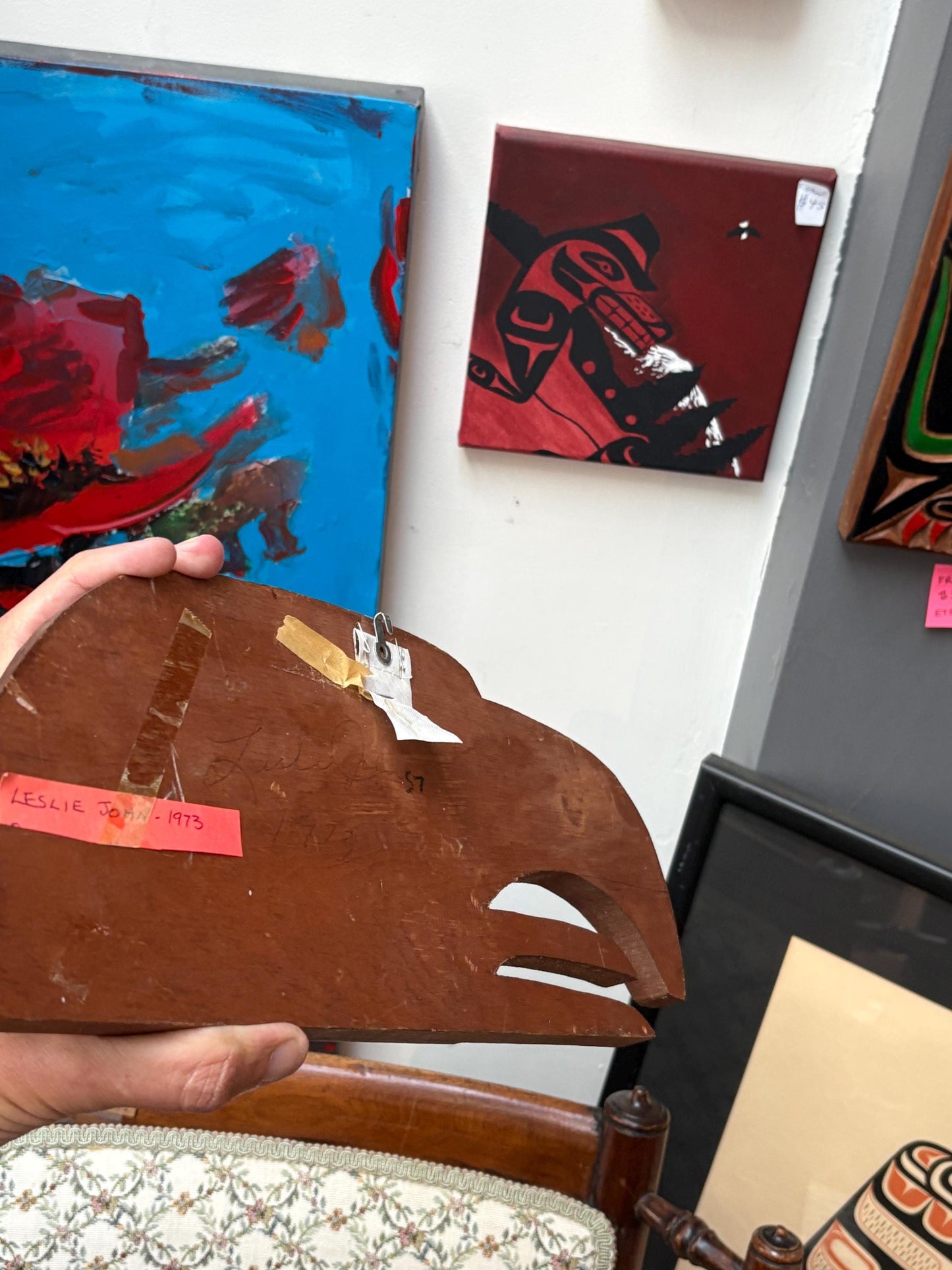 Amazing signed indigenous first Nations, Pacific Northwest Coast Raven plaque with abalone eye  great detail - 16 x 6 high  RS