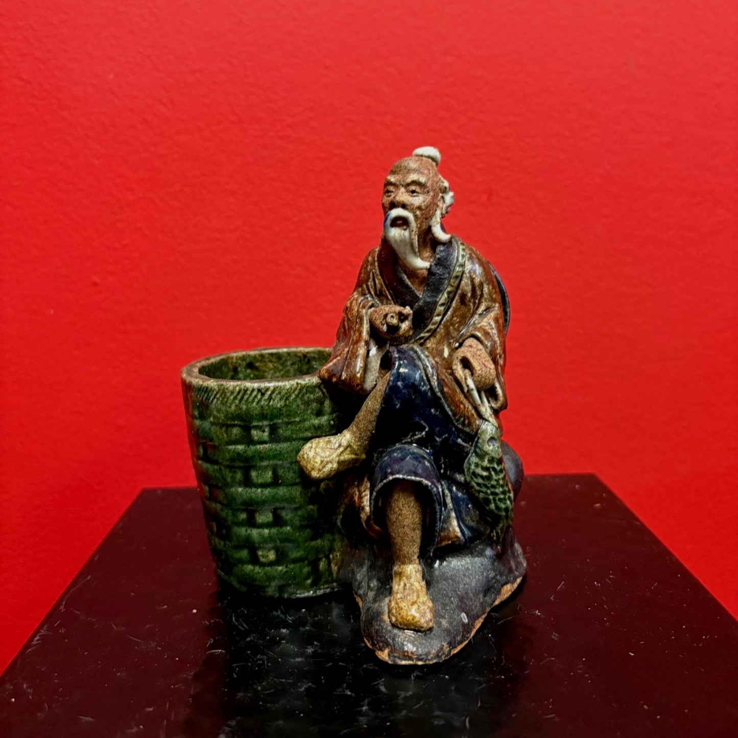 Lovely antique 5 inch tall Chinese mud man  great condition - older unusual one