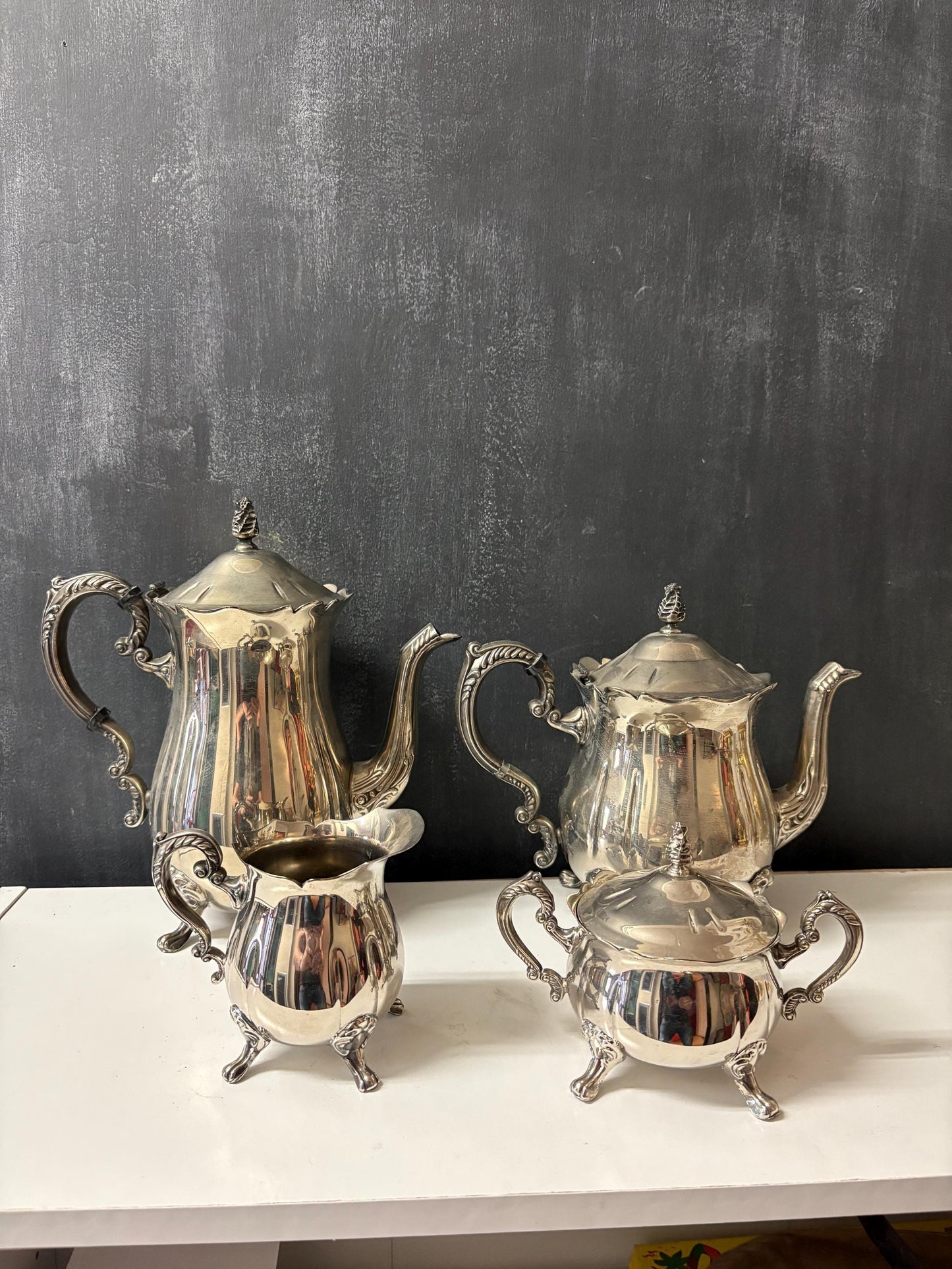 Lovely English silver plated  four piece coffee and tea service  see photos  needs a quick polish  great value