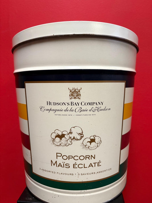 Lovely 12 x 10 inches across Hudson Bay company popcorn tin  HBC  great decoration