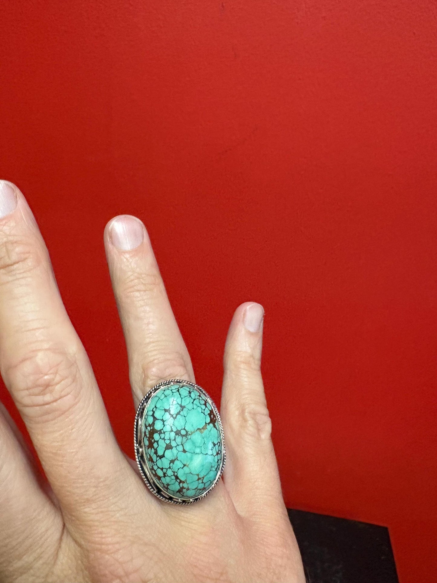 Stunning Navajo Sterling silver and turquoise ring size 9