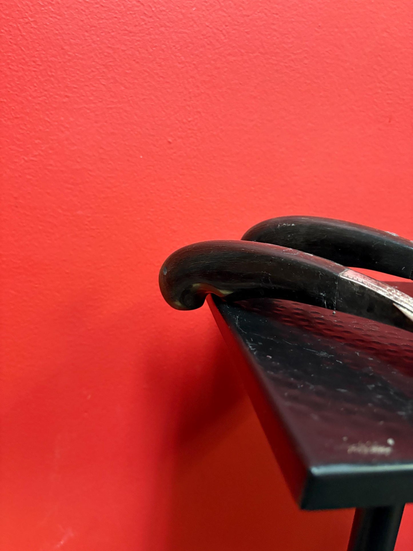 Lovely Persian horn and silver salad servers  little damage on handle  11 and 12 inches long