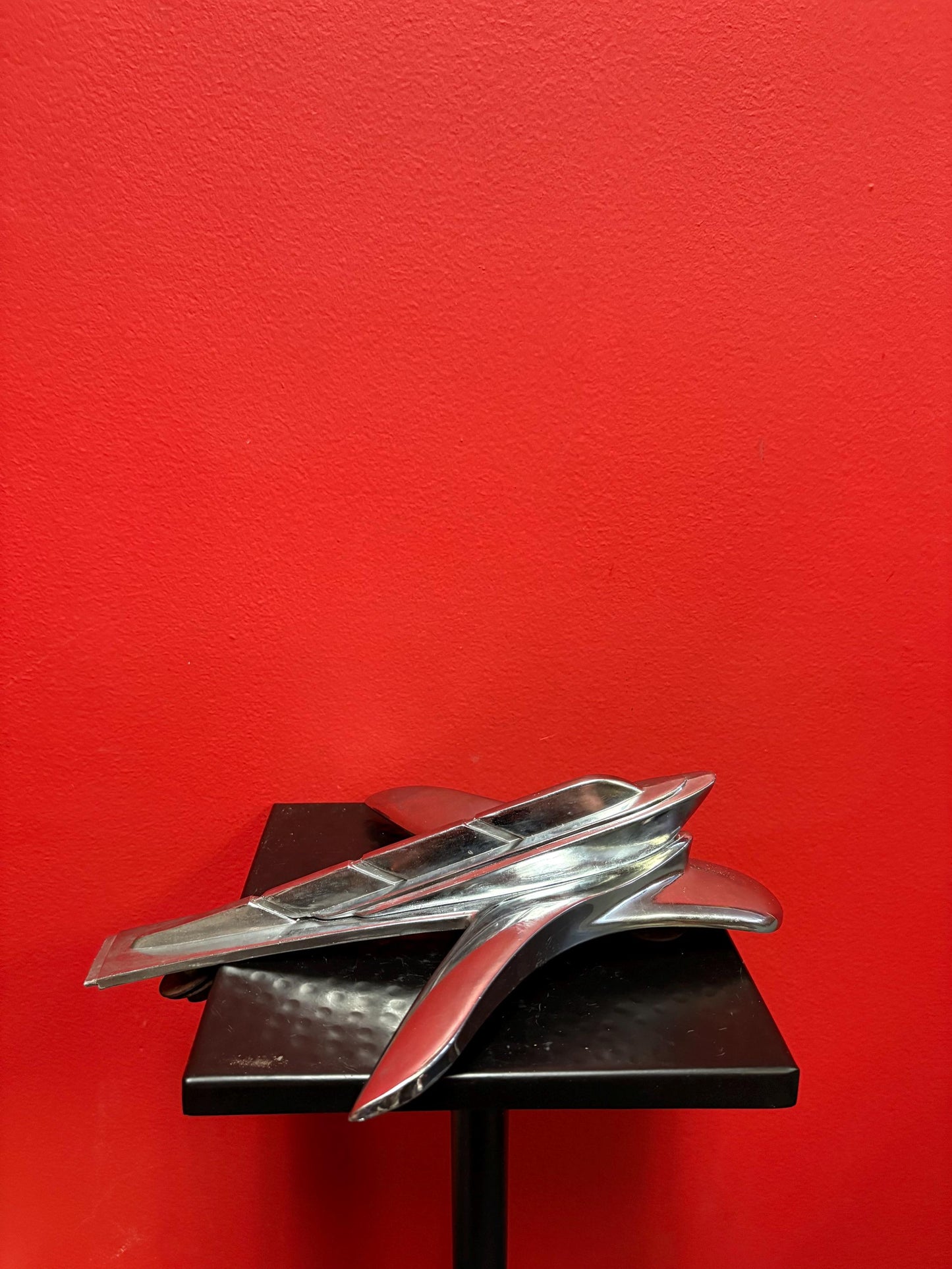 Fabulous vintage authentic Plymouth chrome airplane car mascot - great condition and 10 x 8 wide - good value