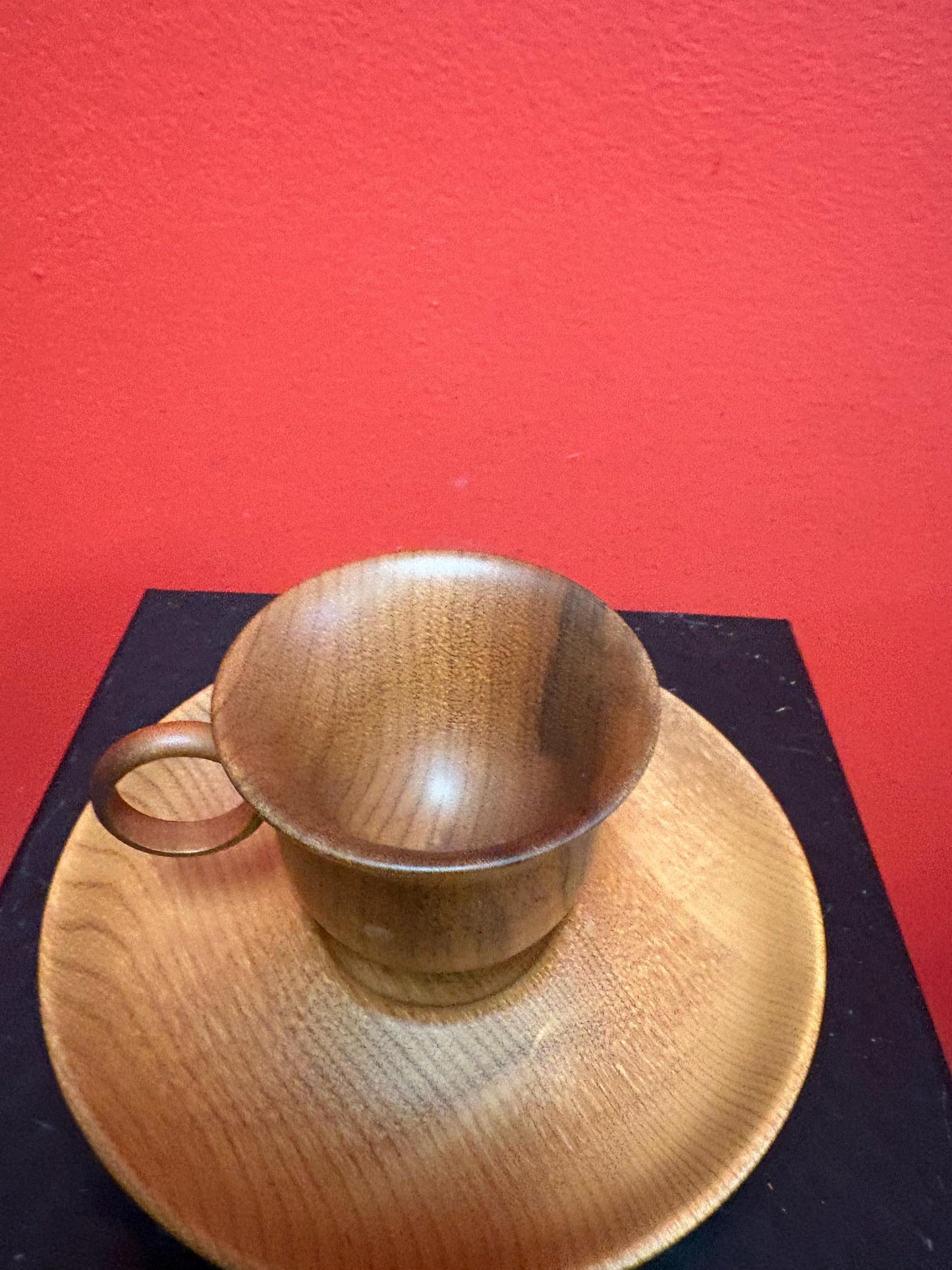 Lovely American MYRTLE wood cup and saucer in great condition