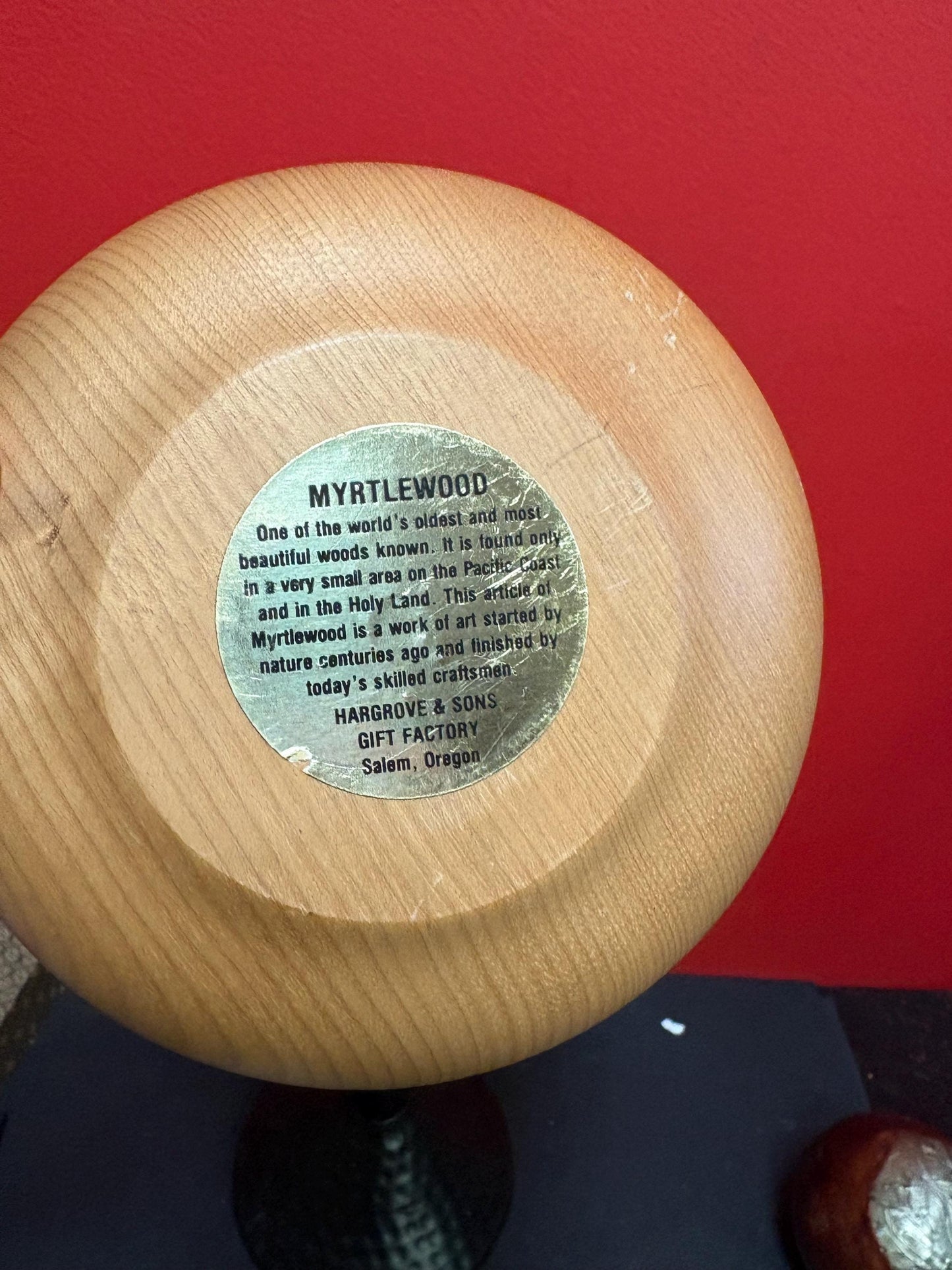 Lovely American MYRTLE wood cup and saucer in great condition