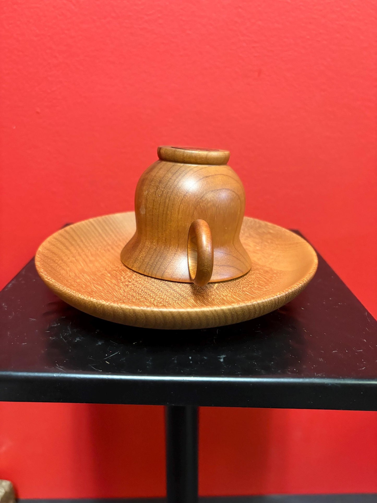 Lovely American MYRTLE wood cup and saucer in great condition