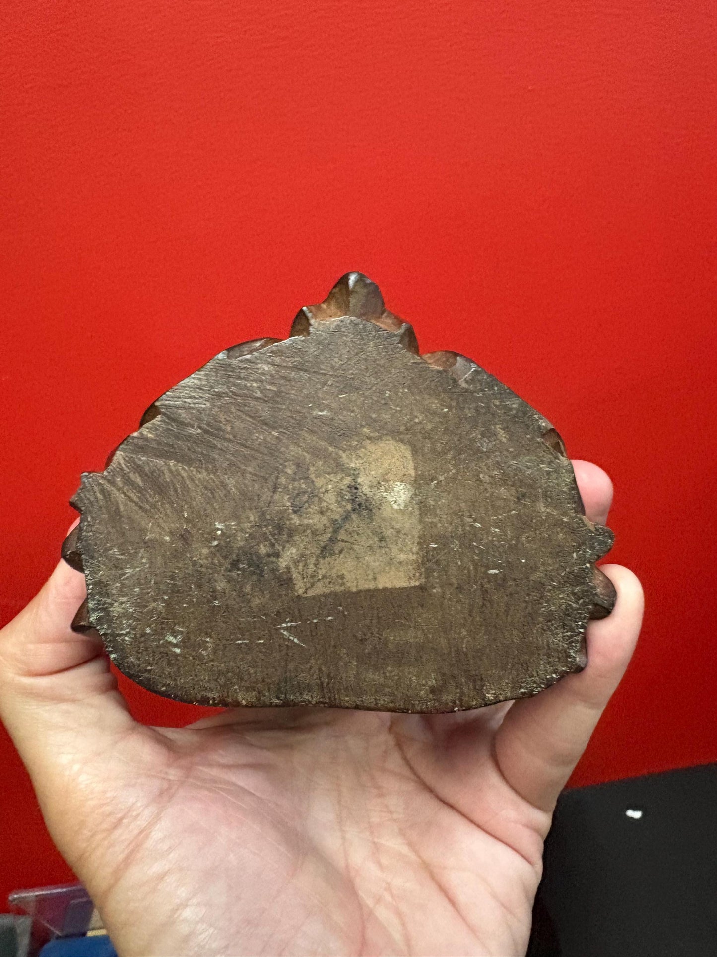 Beautiful antique 8 inch tall Indonesian wooden lady and mask statue  great detail  wow