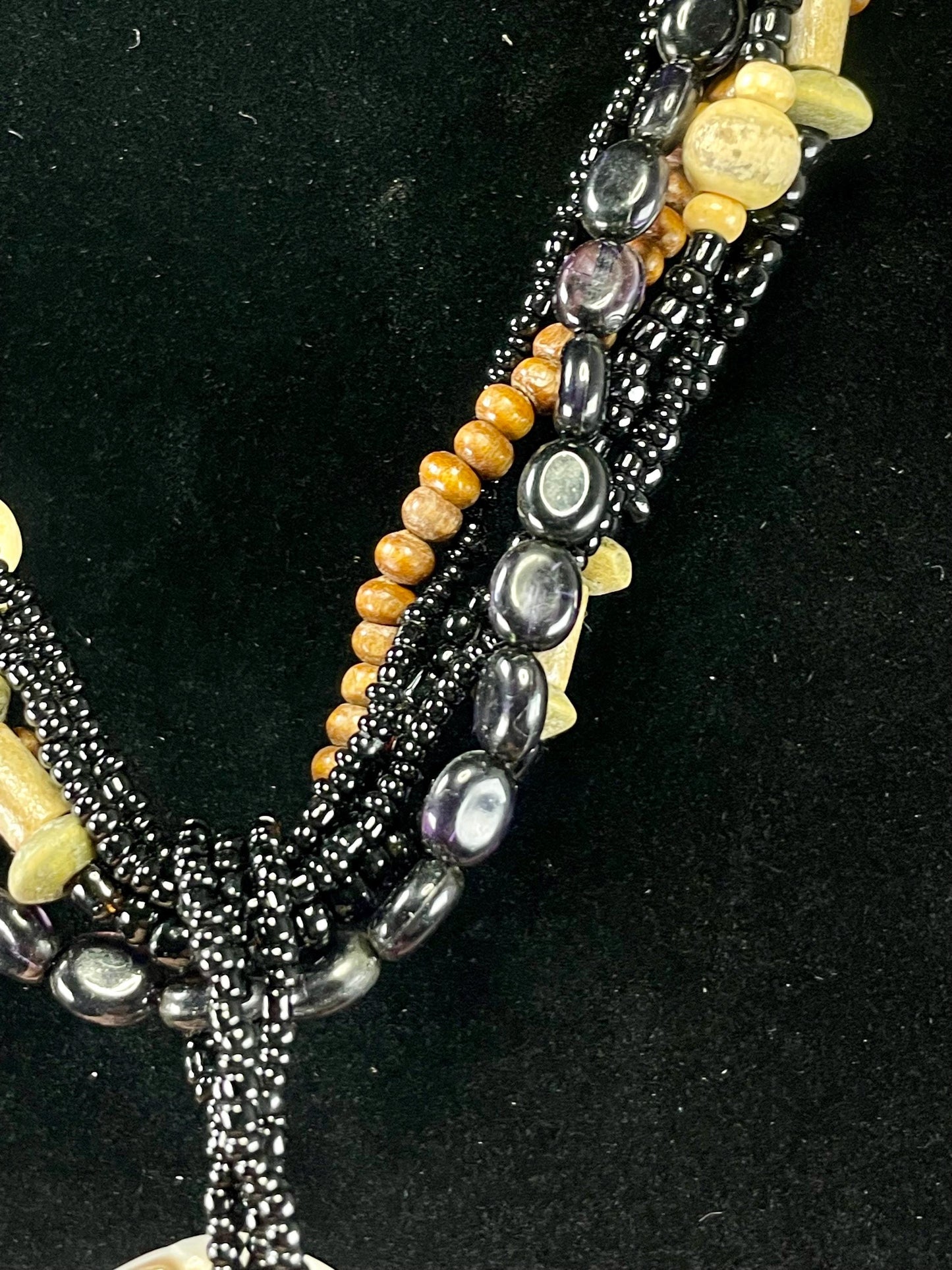 Gorgeous Beaded Necklace with 2 Large Interchangeable Shell Pendants