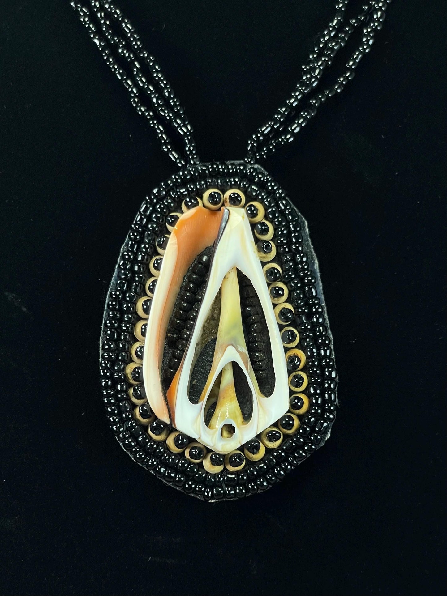 Cool Large Shell Pendant on Beaded Necklace