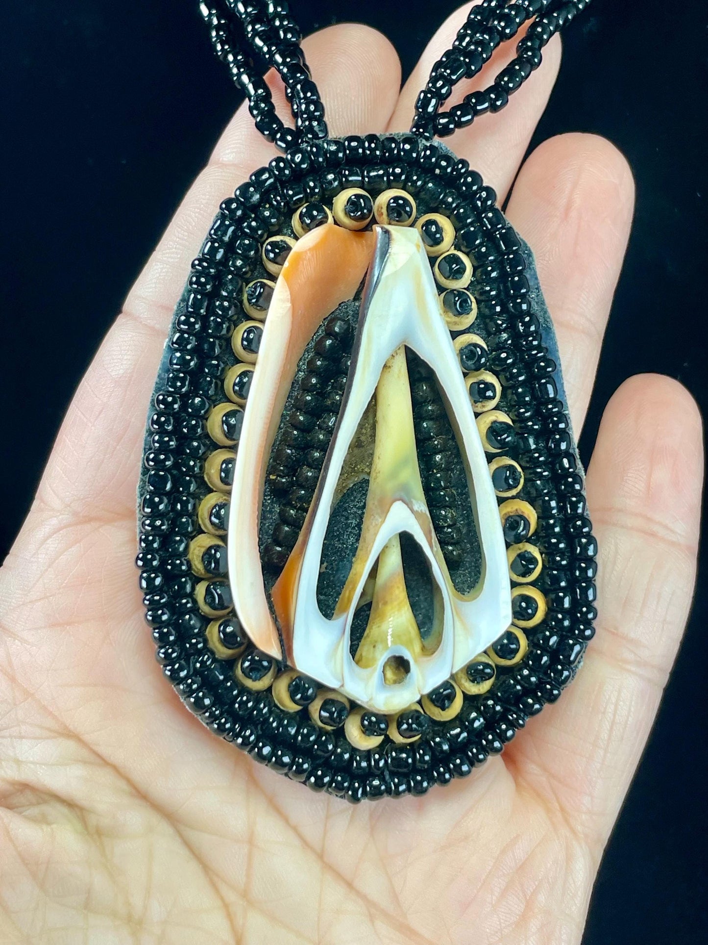 Cool Large Shell Pendant on Beaded Necklace