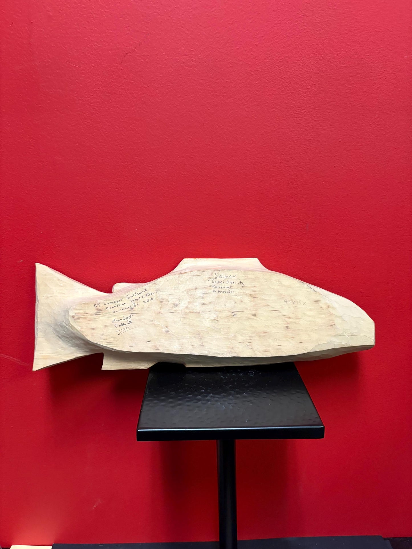 Beautiful  - 18 x 5“ indigenous first nation Pacific Northwest coast lambert goldsmith salmon feast bowl  signed with info- abalone inset