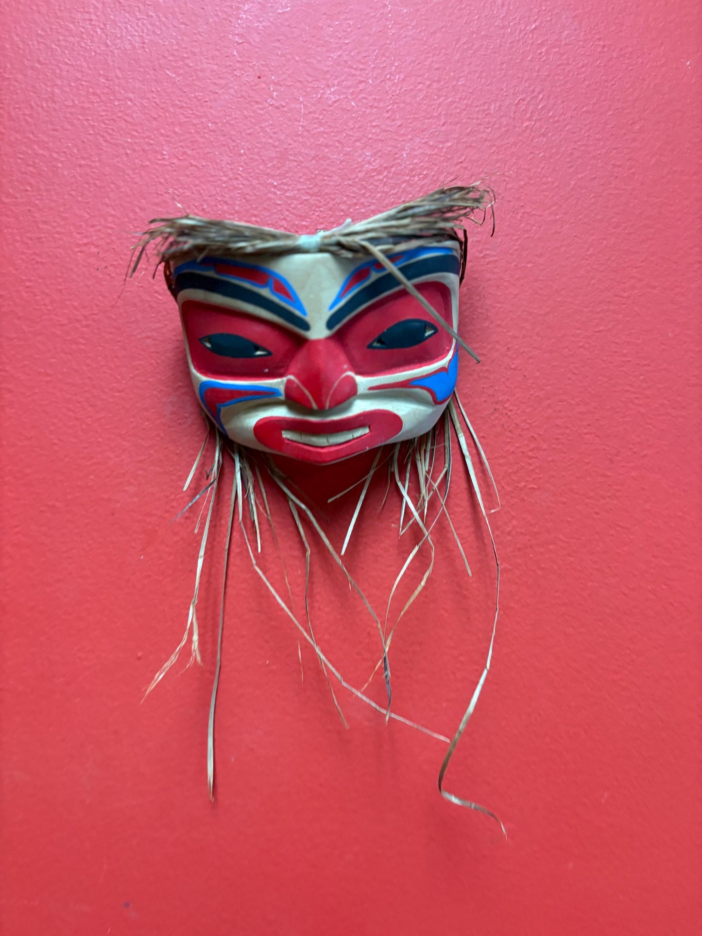 Beautiful approximately 5 x 4 high cedar painted Betty Joe indigenous pacific West Coast mask