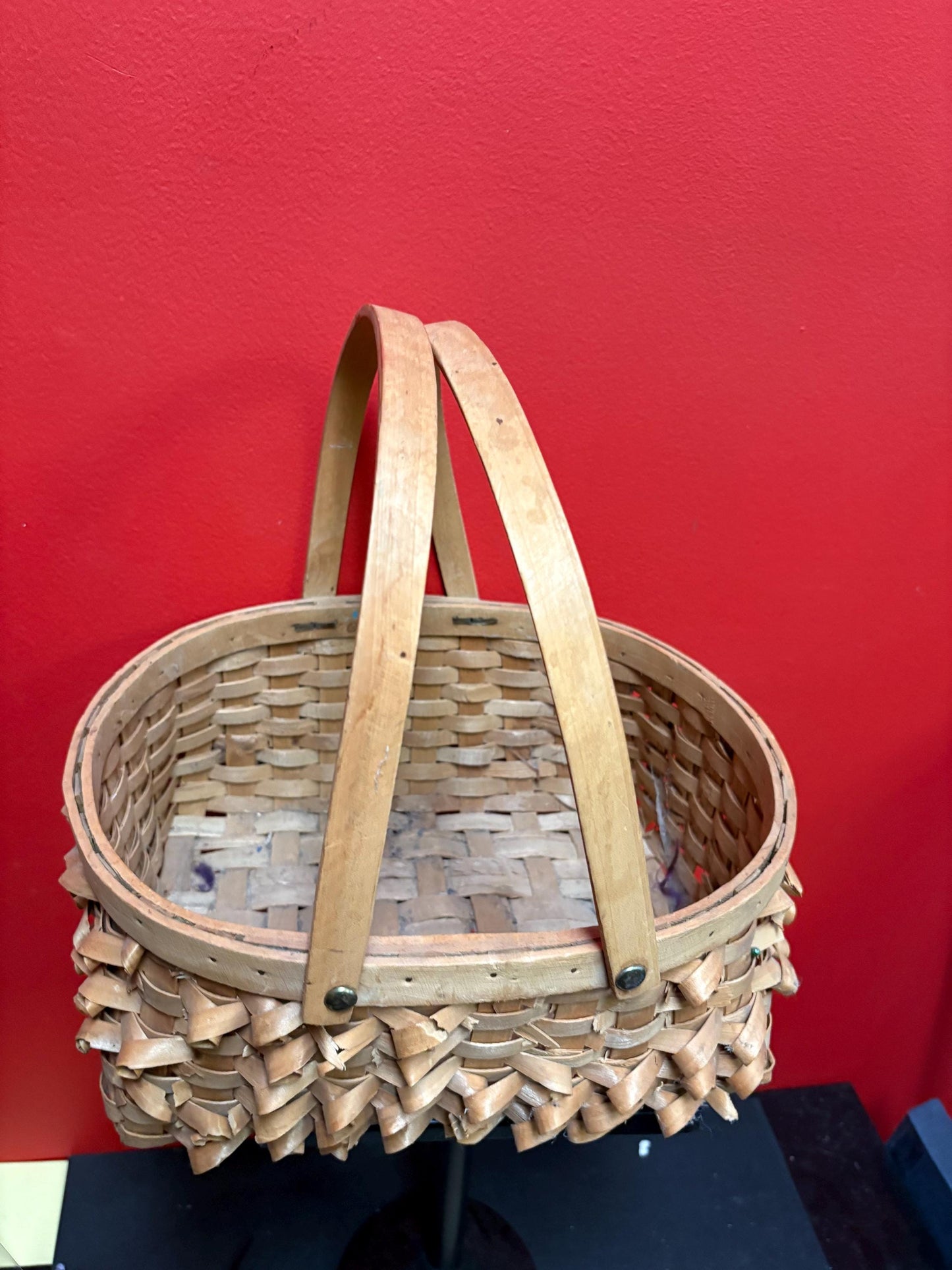 Huge eastern Canadian cedar bark basket with handles  fabulous quality and condition  - 12 x 10 x 12“ high- wow