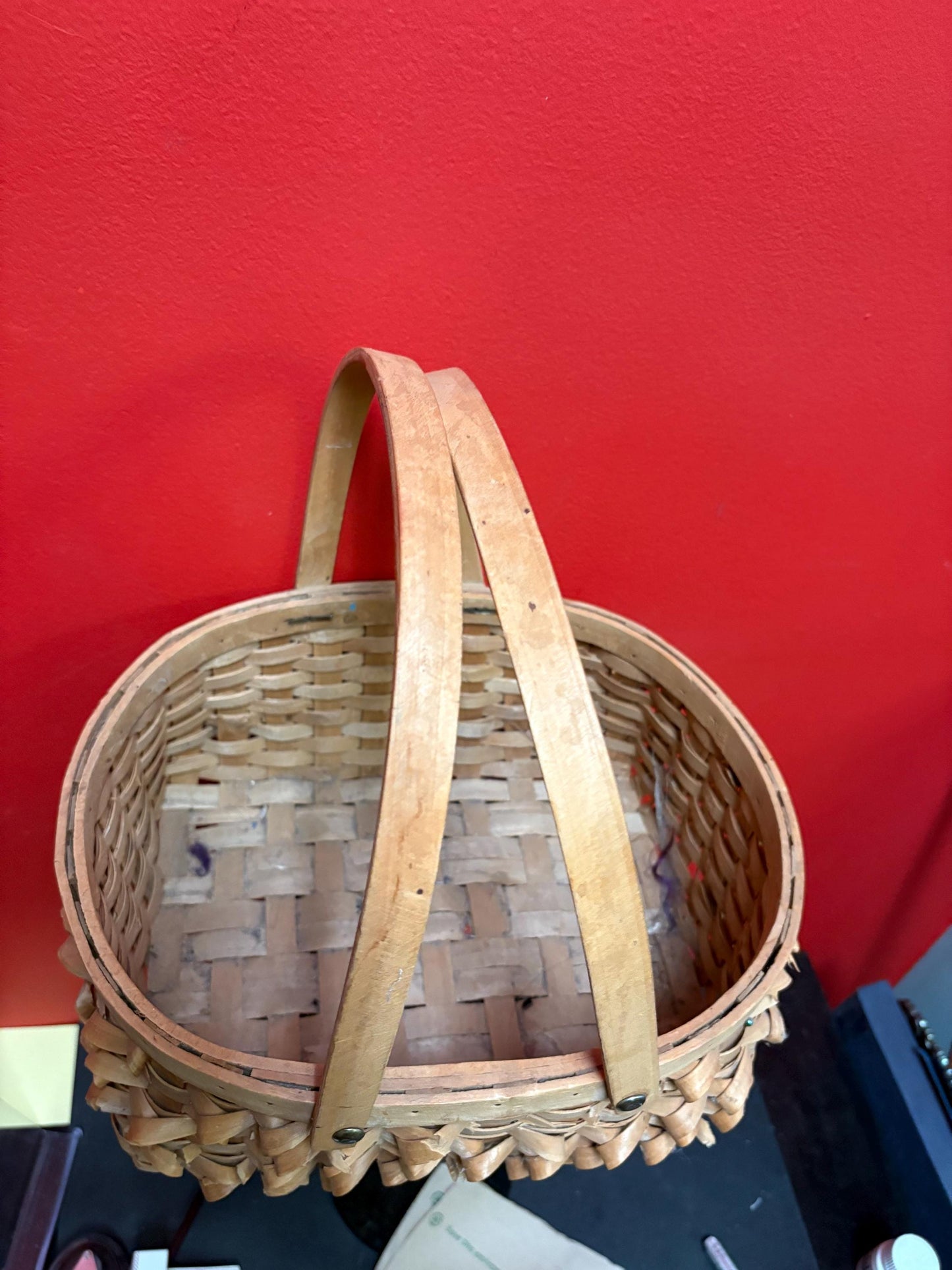 Huge eastern Canadian cedar bark basket with handles  fabulous quality and condition  - 12 x 10 x 12“ high- wow