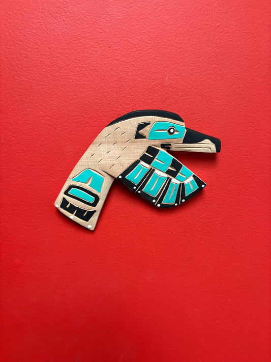 A Lovely detailed indigenous First Nations pacific north west coast signed hummingbird - Brad Joseph jr - 8 inches