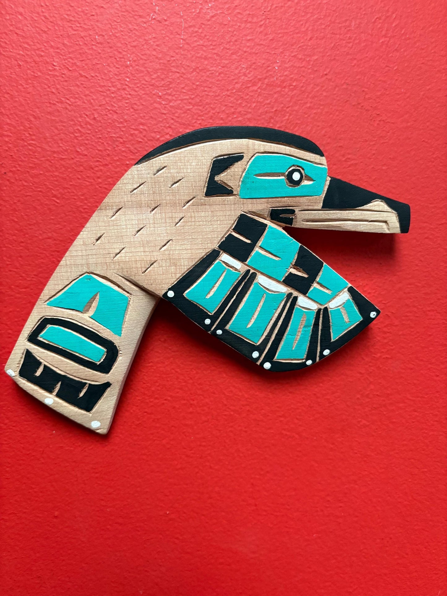 A Lovely detailed indigenous First Nations pacific north west coast signed hummingbird - Brad Joseph jr - 8 inches