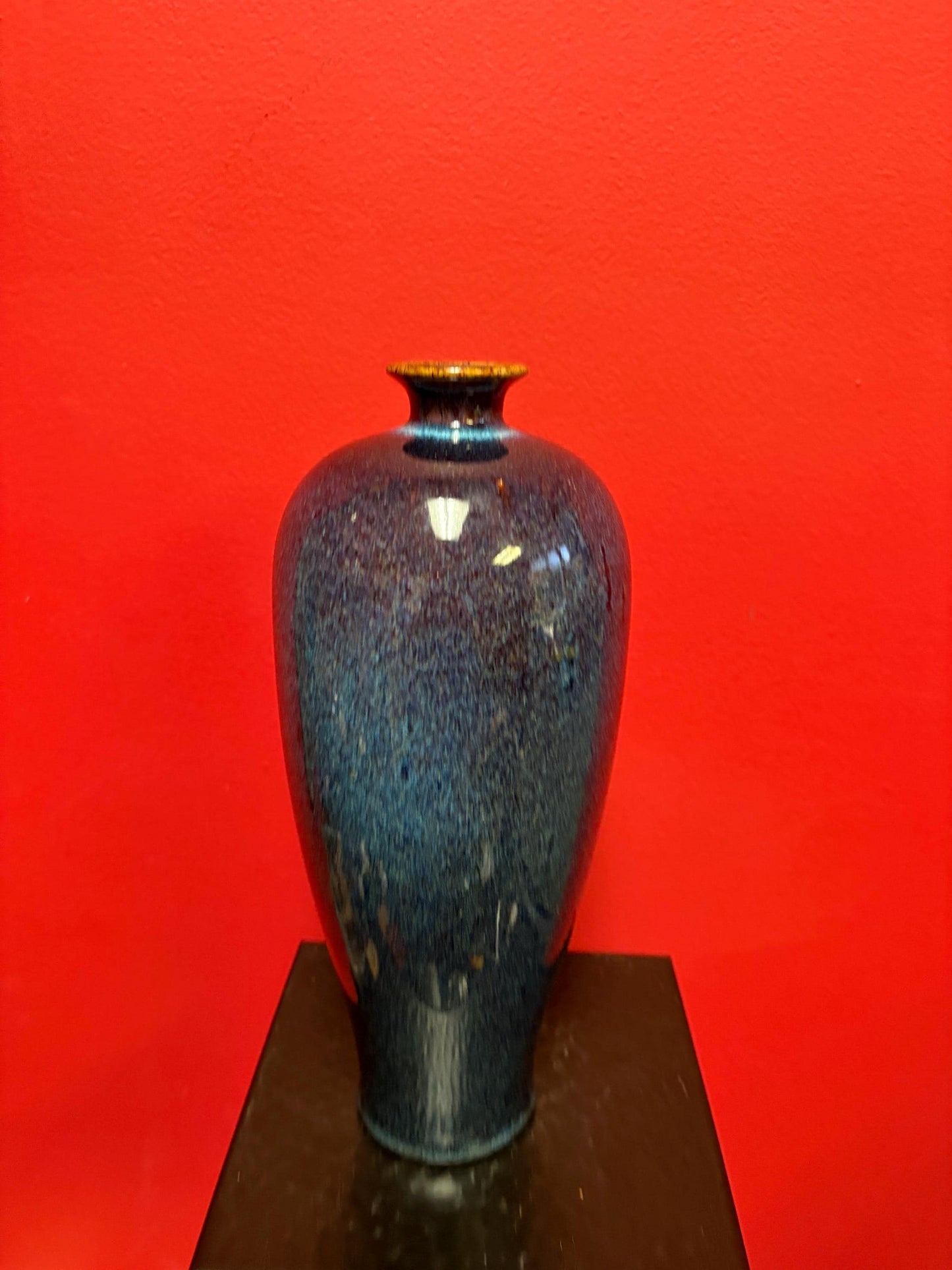 Gorgeous antique Chinese glazed porcelain vase  12 inches tall and magnificent colouring  amazing value