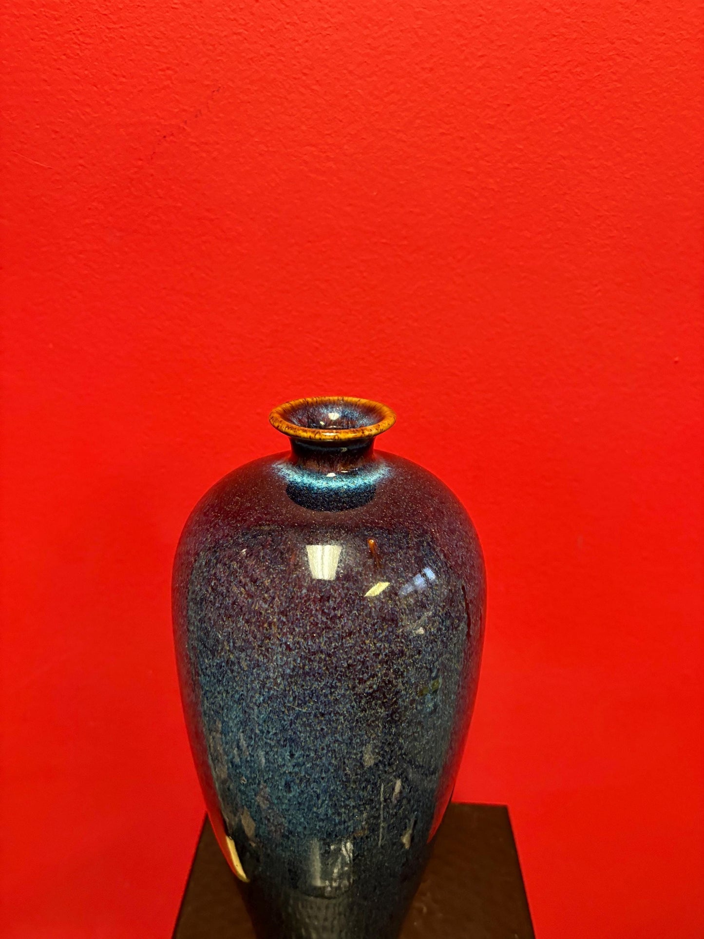 Gorgeous antique Chinese glazed porcelain vase  12 inches tall and magnificent colouring  amazing value