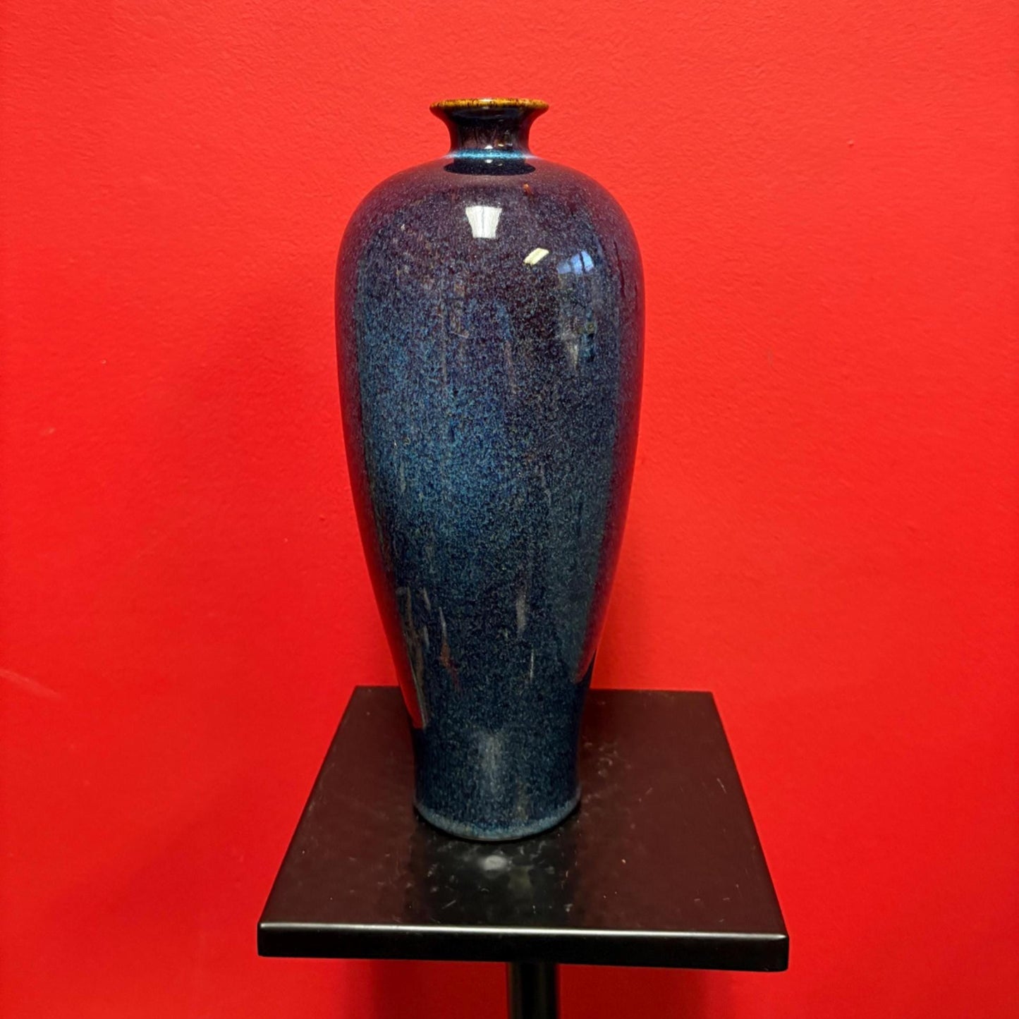 Gorgeous antique Chinese glazed porcelain vase  12 inches tall and magnificent colouring  amazing value