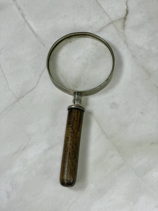 Antique 5.25 inch wood handled magnifying glass  Made in France